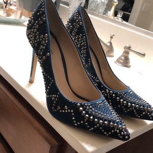 Gianni Bini Jeweled Heels Blue Crystals